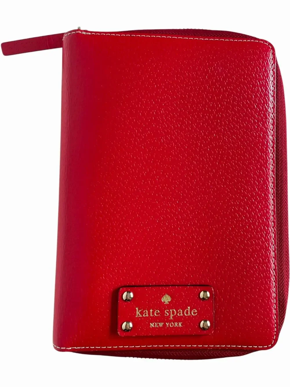 Kate Spade Wellesley Planner Organizer Red Leather Zip Around Binder